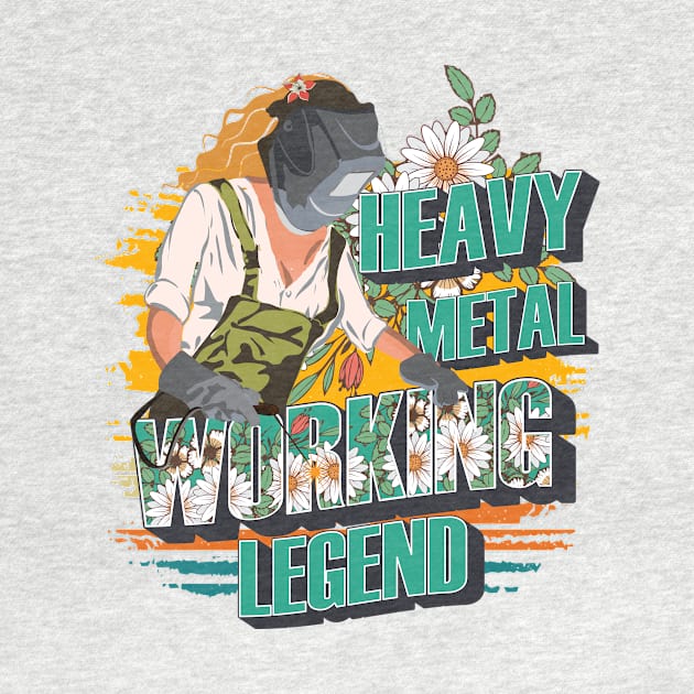 Welding girl quote Heavy metal welder legend floral pattern 90s retro style by HomeCoquette